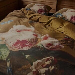 Essenza Clemence Cumin Yellow Floral Buttefly Duvet Cover - Queen Size